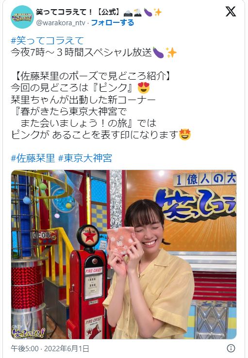 佐藤栞里の笑ってコラえてに関するツイート