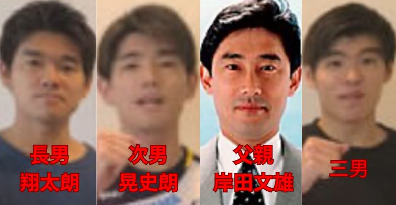 若い頃の岸田文雄と三人の息子の画像比較