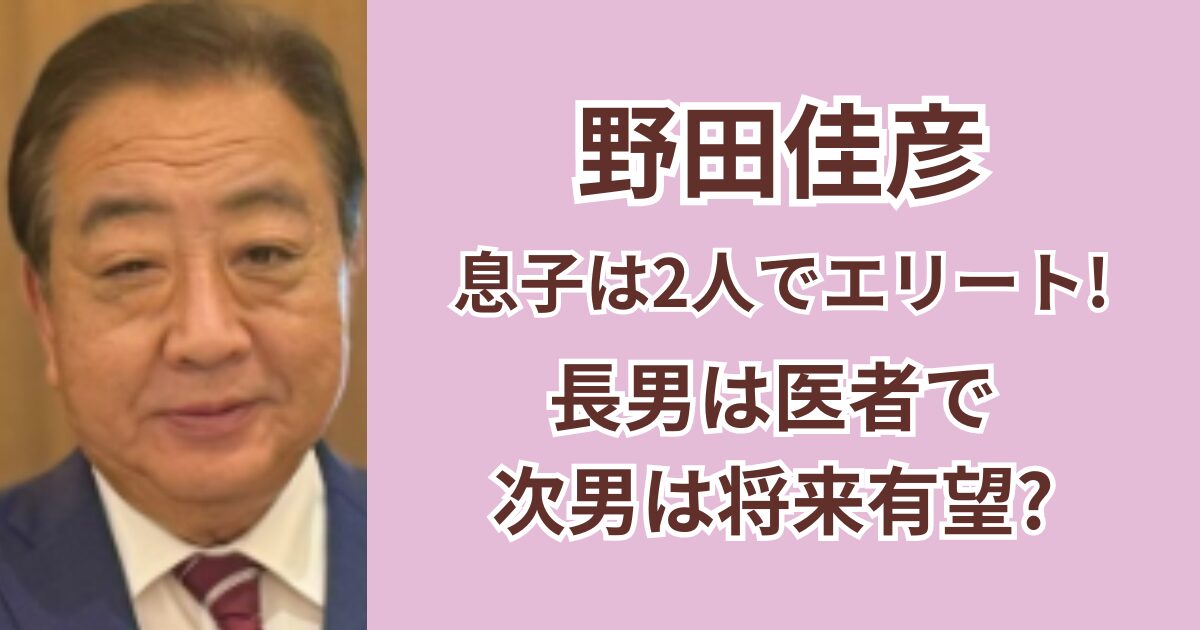 野田佳彦の息子は2人でエリート！